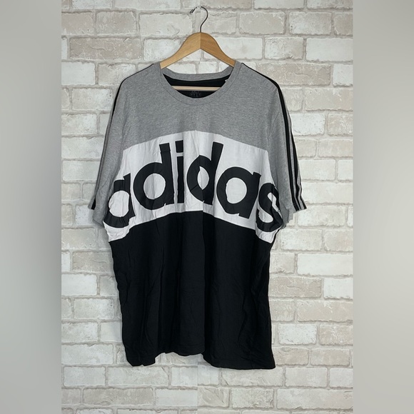 Adidas Men's Gray & Black Logo Tee Size 4XLT - Picture 1 of 11